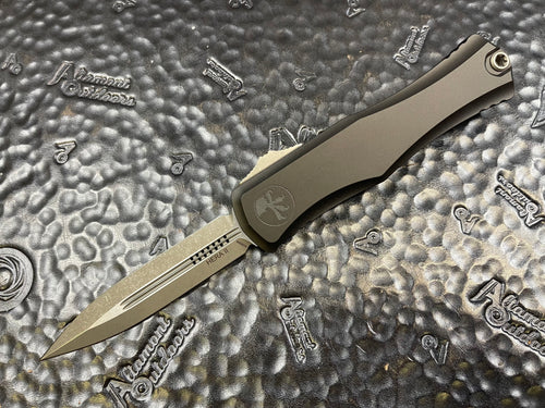 Microtech 1702-10AP Hera II Apocalyptic D/E Dagger Blade, Black Aluminum Handles