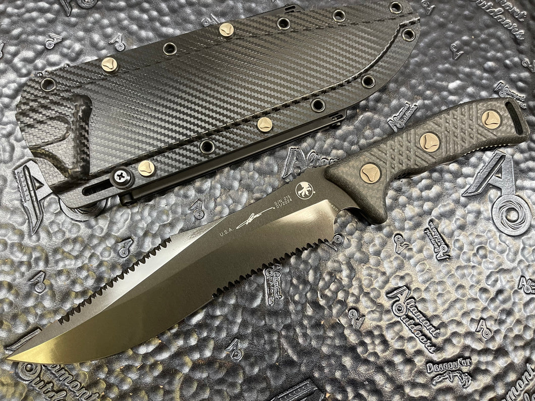 Microtech Arbiter Full Serrated Carbon Fiber Handle Fixed Blade Knife 104-3DLCCFS