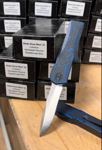 BLADE SHOW WEST SPECIAL -  Heretic Knives Colossus - Stonewashed Recurve,  Breakthrough Blue handle
