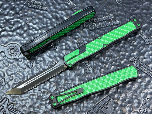 Heretic Knives Cleric II DLC T/E Full Serrated With Toxic Green Hardware H019-6C-TXHDW