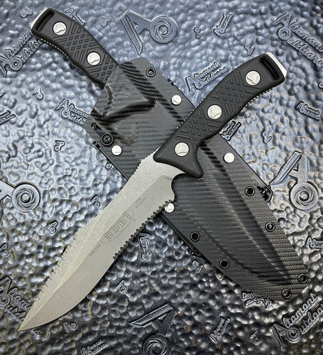 Microtech Arbiter Apocalyptic Full Serrated Fixed Blade Knife 104-12AP