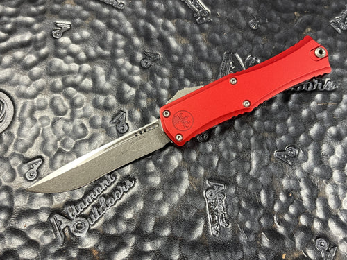 Microtech Hera II Mini -  Red Handle, Stonewashed Recurve 1705M-10RD