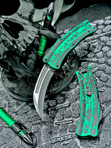 Heretic Knives Roc - S/E Curved Two-Tone Battle Black Blade, Breakthrough Toxic Green Handle H060-14A-BRKTGR