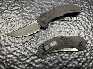 Microtech / Bastinelli Collaboration Brachial Automatic Folding Knife Black Tactical Full Serrated 268A-3T