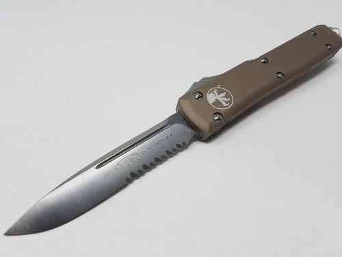 Microtech Ultratech TAN Part Serrated Satin 121-5TA