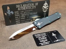 Marfione Custom Combat Troodon Recurve Mirror Polished Antique Green S/N 006 match business card