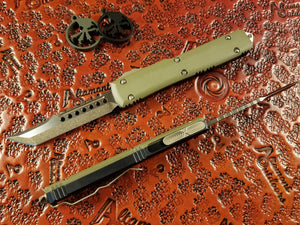 Microtech Ultratech Hellhound OD Green G10 Top Bronze Blade 119-13GTOD