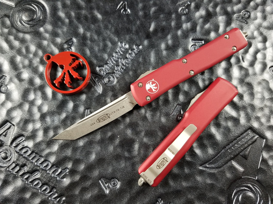 Microtech UTX-70 Tanto Stonewashed Red 149-10RD OTF T/E