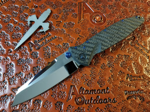 Marfione Custom Socom Elite Manual Warcom *Mirror Polished *Carbon Fiber *Flamed Backspacer *Blue Ti Hardware