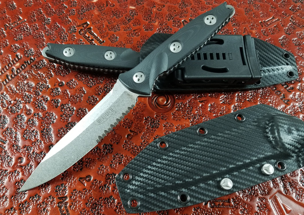 Microtech Socom Alpha Fixed Blade Knife Black Stonewash Part Serrated 113-11