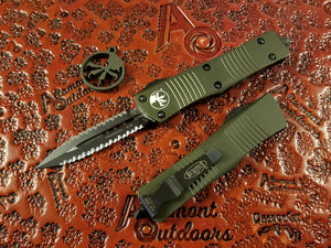 Microtech Troodon D/E OTF Full Serrated Double Double OD Green 138-D3OD