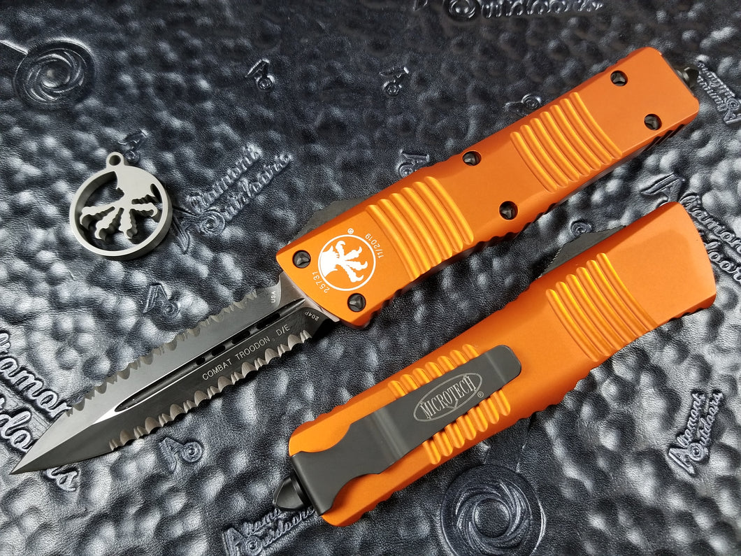 Microtech Combat Troodon Orange D/E Double Double Full Serrated 142-D3OR