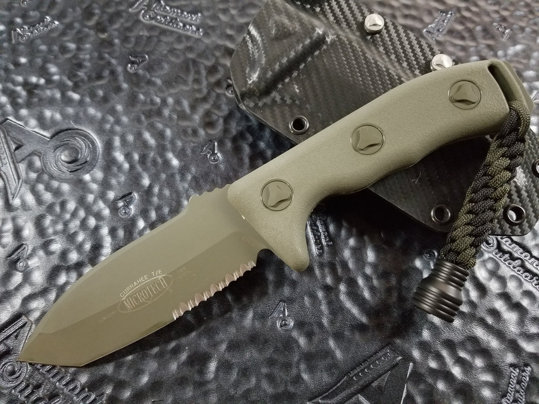 Microtech Currahee Tanto Fixed Blade OD Green Part Serrated 103-2GR