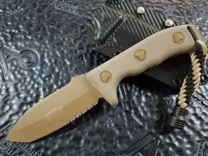 Microtech Currahee Tanto Fixed Blade Tan Part Serrated 103-2TA