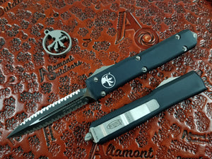 Microtech Ultratech 122-D3 Black Double Edge Full Serrated both sides (Double Double)