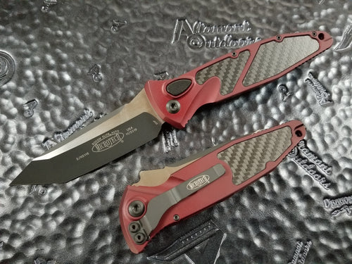Microtech Socom Elite Auto Tanto Merlot Carbon Fiber Inlay 161A-1MRCFI