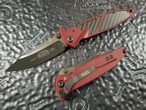 Microtech Socom Elite Manual S/E Merlot Carbon Fiber Inlay 160-1MRCFI