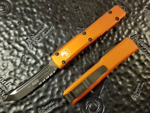 Microtech Ultratech T/E Orange Tanto Part Serrated 123-2OR