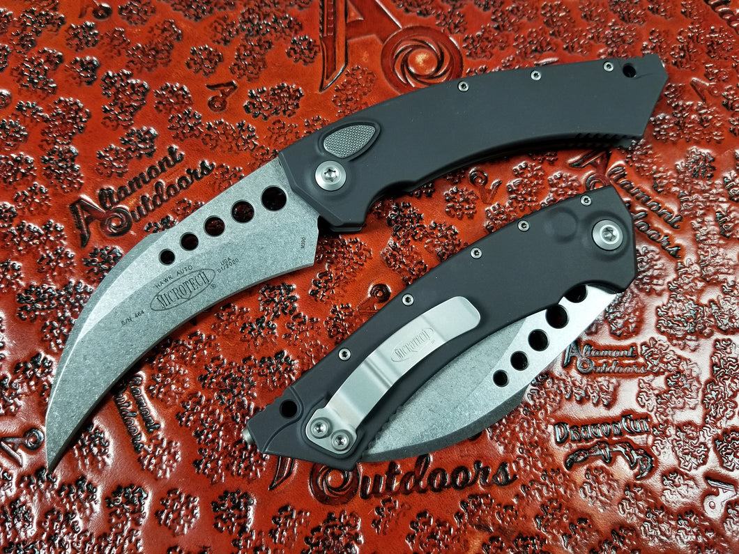 Microtech Hawk Stonewashed 166S-10 Smooth Handle