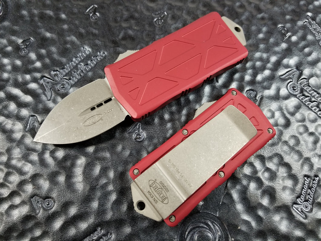 Microtech Exocet Dagger Apocalyptic RED 157-10APRD California Legal OTF Automatic Knife Money Clip