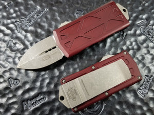 Microtech Exocet Dagger Apocalyptic Merlot Red 157-10APMR California Legal OTF Automatic Knife Money Clip