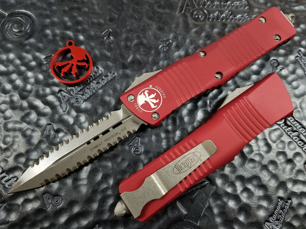 Microtech Combat Troodon Red D/E Double Double Full Serration 142-D12APRD Apocalyptic