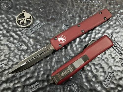 Microtech Ultratech D/E Full Serrated 122-3MR Merlot Red OTF