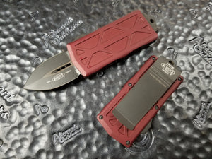 Microtech Exocet Dagger Merlot Red 157-1MR California Legal OTF Automatic Knife Money Clip