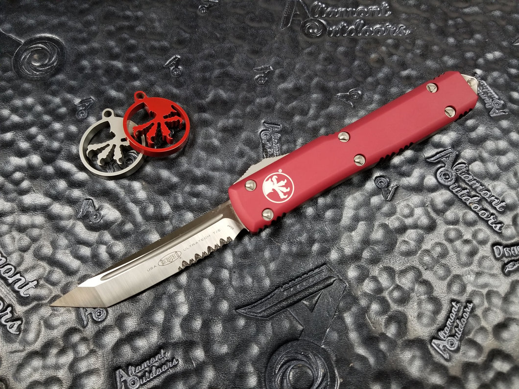Microtech Ultratech T/E Red Tanto Satin Part Serrated 123-5RD