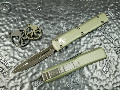 Microtech Ultratech D/E DLC Full Serrated 122-3DLCTOD OD Green OTF