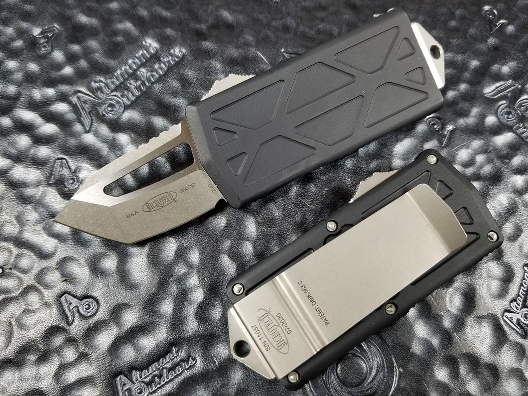 Microtech Exocet TANTO Stonewashed 158-10 California Legal OTF Automatic Knife Money Clip