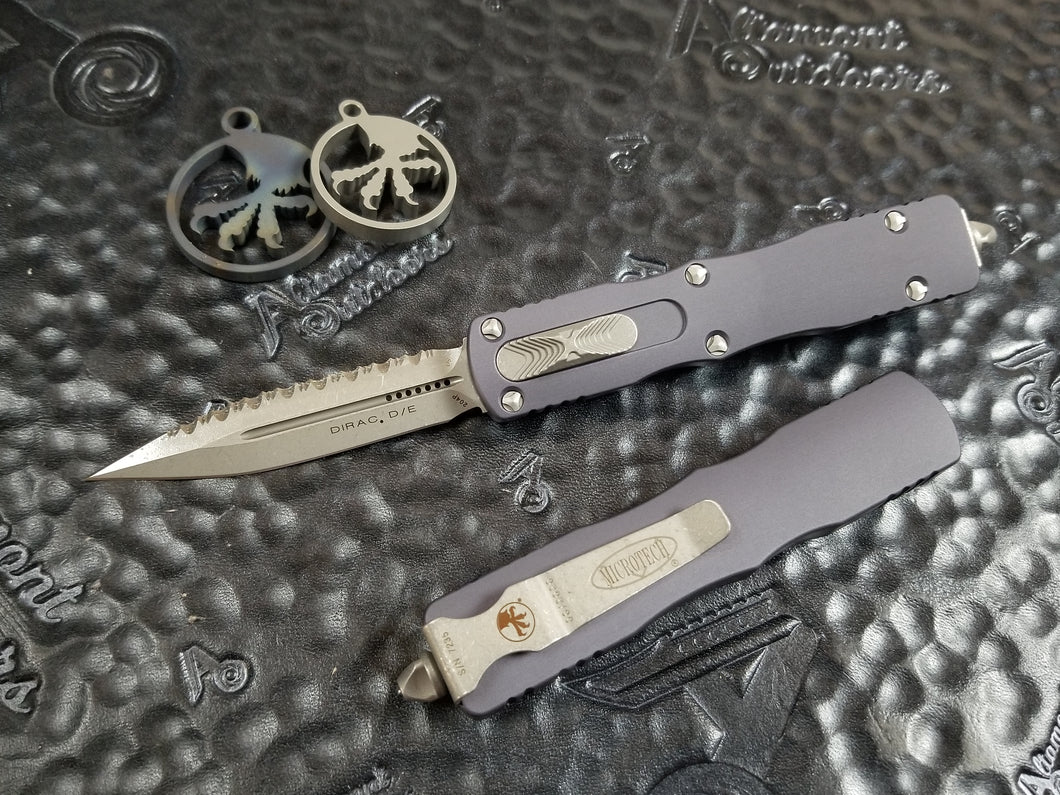 Microtech Dirac Gray D/E Full Serrated Apocalyptic 225-12APGY
