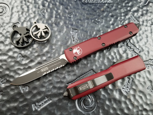 Microtech Ultratech S/E Merlot Red Part Serrated 121-2MR