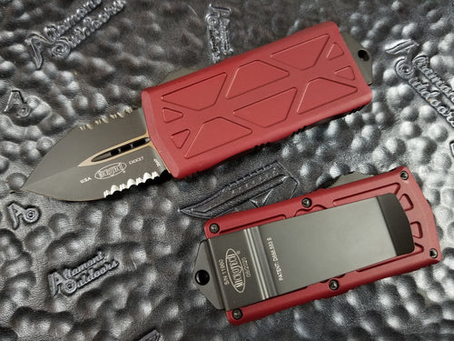 Microtech Exocet Dagger Merlot Red Part Serrated 157-2MR California Legal Money Clip
