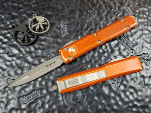 Microtech Ultratech D/E Stonewashed Orange Distressed 122-10DOR