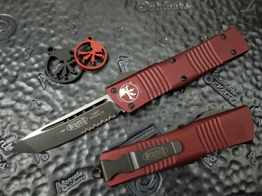 Microtech Combat Troodon T/E Merlot Red Part Serrated 144-2MR Tanto