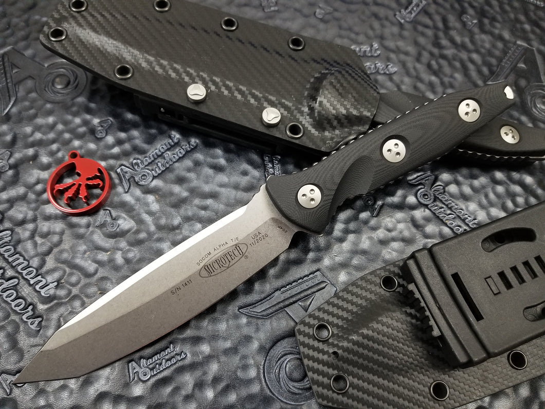 Microtech Socom Alpha Tanto Fixed Blade Knife Black Stonewash 114-10