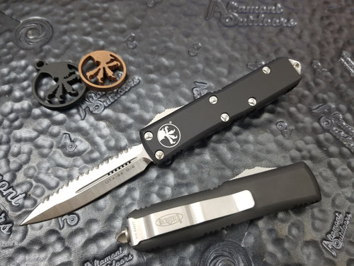 Microtech UTX-85 D/E Satin Full Serrated Automatic OTF 232-6