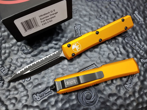 Microtech Ultratech D/E Full Serrated 122-3SO Sunrise Orange OTF