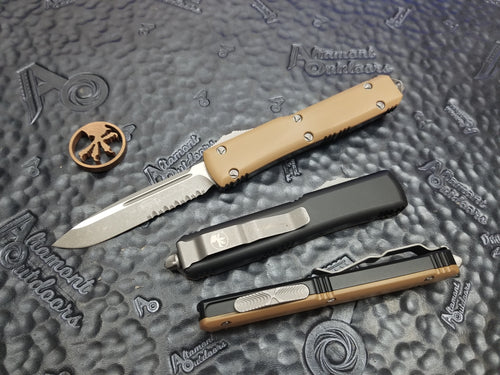 Microtech Ultratech G10 Tan Top S/E Apoc Part Serrated 121-11APGTTAS Signature Series