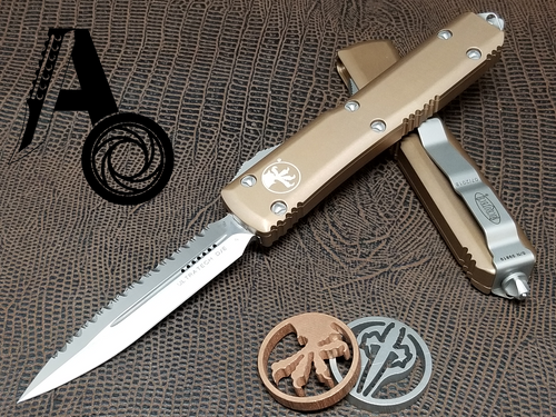 Microtech Ultratech D/E Satin 122-6TA Full Serrated Tan