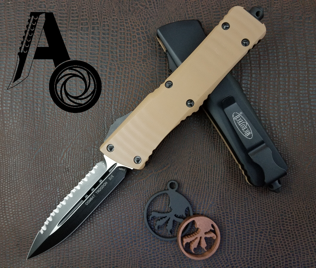 Microtech Combat Troodon Standard D/E 142-3GTTA Tan G10 Full Serrated