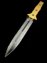Heretic Knives Nephilim Fixed Blade Double Edge Full Serrated DLC, Titanium Nitride Scales H003-6C-TiN