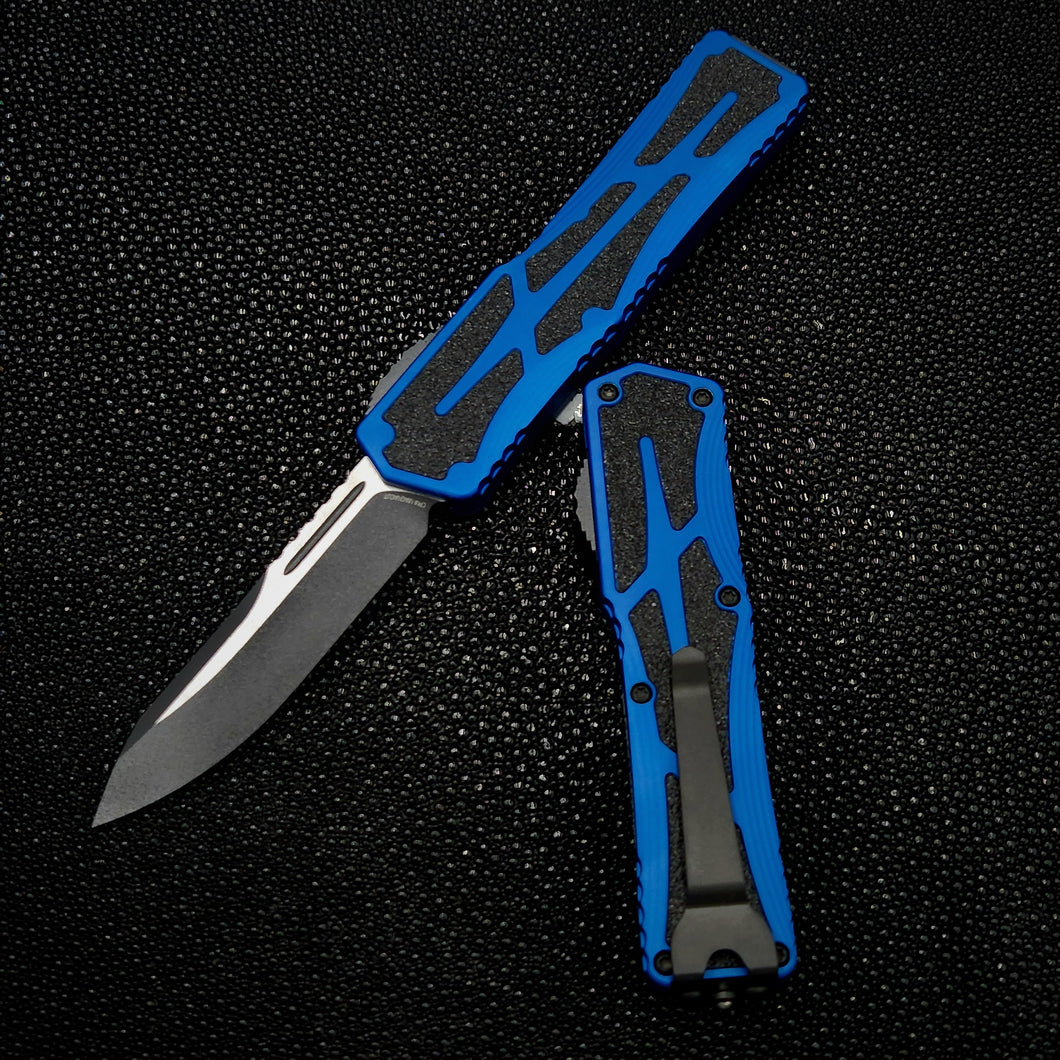 Heretic Knives Colossus Two-Tone Black S/E, Blue handle, Black Clip & Hardware H039-10A-BLU