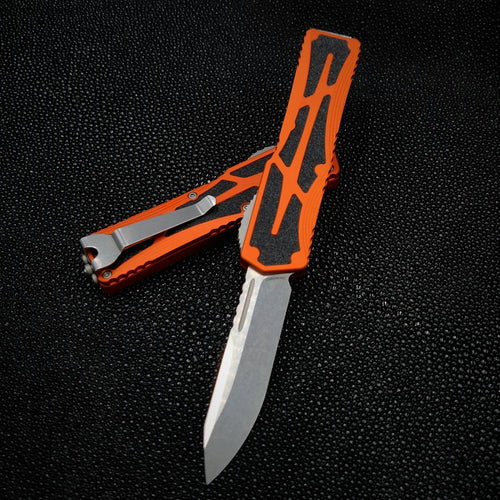 Heretic Knives Colossus Stonewashed S/E, Orange handle, Standard Clip & Hardware H039-2A-ORG