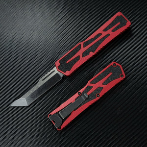 Heretic Knives Colossus Battleworn  T/E, RED handle, BW Black Clip & Hardware H040-14A-RED  TANTO