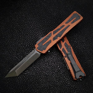 Heretic Knives Colossus DLC T/E,  Root Beer handle, Black Clip & Hardware H040-6A-RB