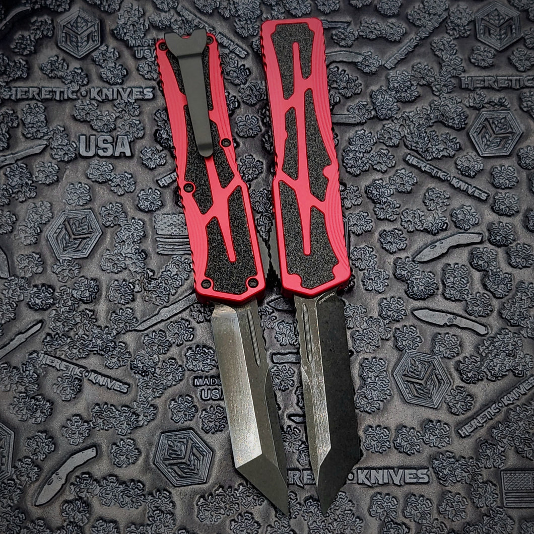 Heretic Knives Colossus DLC T/E,  RED handle, Black Clip & Hardware H040-6A-RED