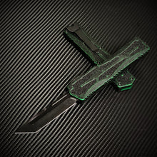 Heretic Knives Colossus Battleworn T/E, Breakthrough Green handle, BW Black Clip & Hardware H040-8A-BRKGRN   TANTO