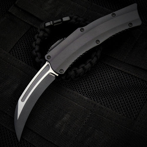 Heretic Knives Roc - S/E Curved Two-Tone Black Blade, Black Handle H060-10A-T